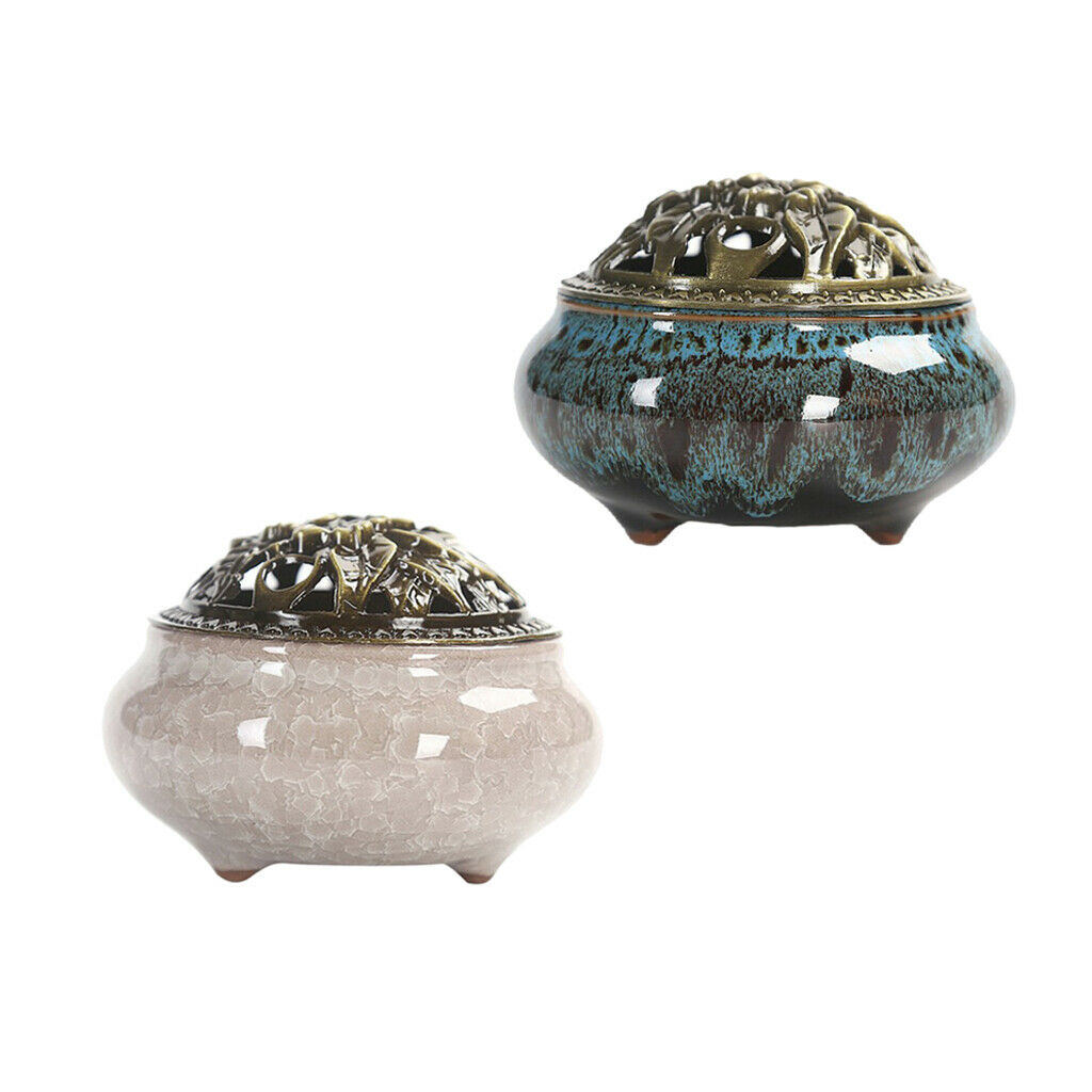 2pcs Ceramic Incense Burner Joss Stick Censer Holder Irregular-Pattern