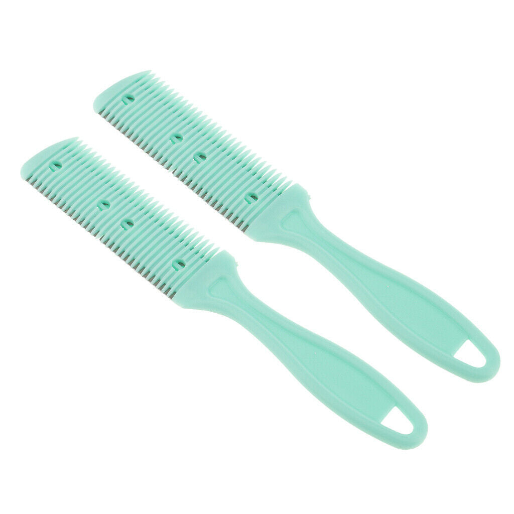 2 Pieces Double Sided Portable Salon DIY Hair Trimmer Thinning Grooming Comb