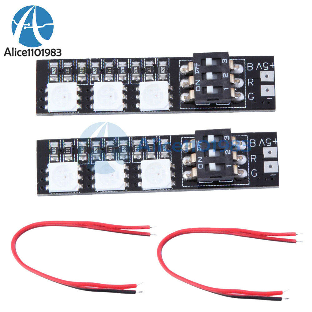 2PCS RGB 5050 3-LED Light  Board 5V 3S 4S 7 Colors Switch for RC 250 QAV250 FPV