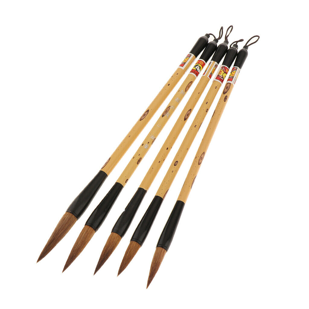 5pcs Assorted Sizes Printed Chinese Calligraphy Brush Pen Writing Drawing Art
