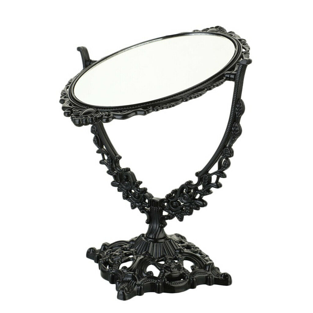 Black Two-Sided Desktop Makeup Mirror Oval Vanity Mirror for Dressing Table