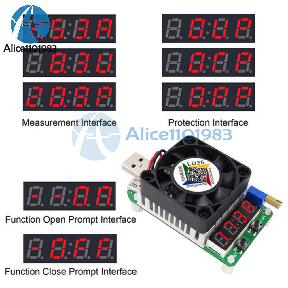 Electronic Load Resistor USB Interface Test Discharge Battery 25W Tester LD25