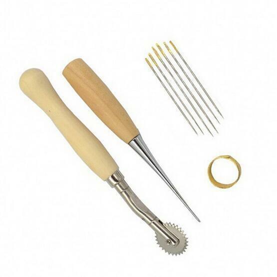 4pcs Kit Handmade Spacer Stitching awl Sewing Needles Thimbles Set Leather craft