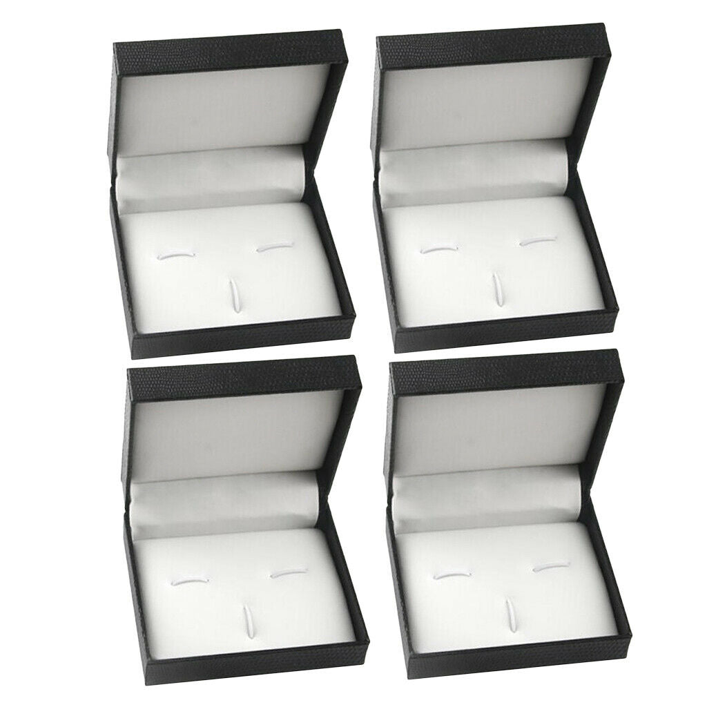 4 Pieces Cufflink Storage Box Wedding Mens Cufflinks Tie Clips Set Display