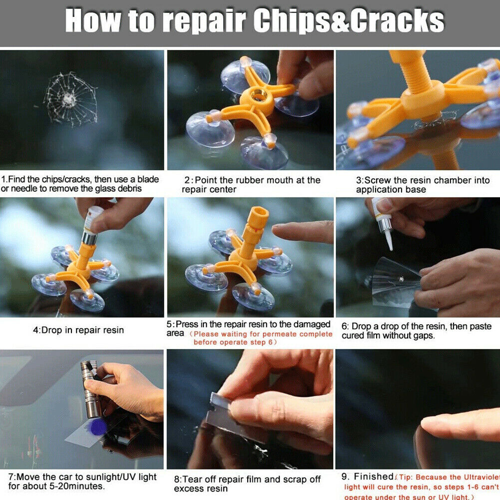 Windshield Repair Kit Quick Fix Car Cracked Glass Windscreen Repair Short Crack