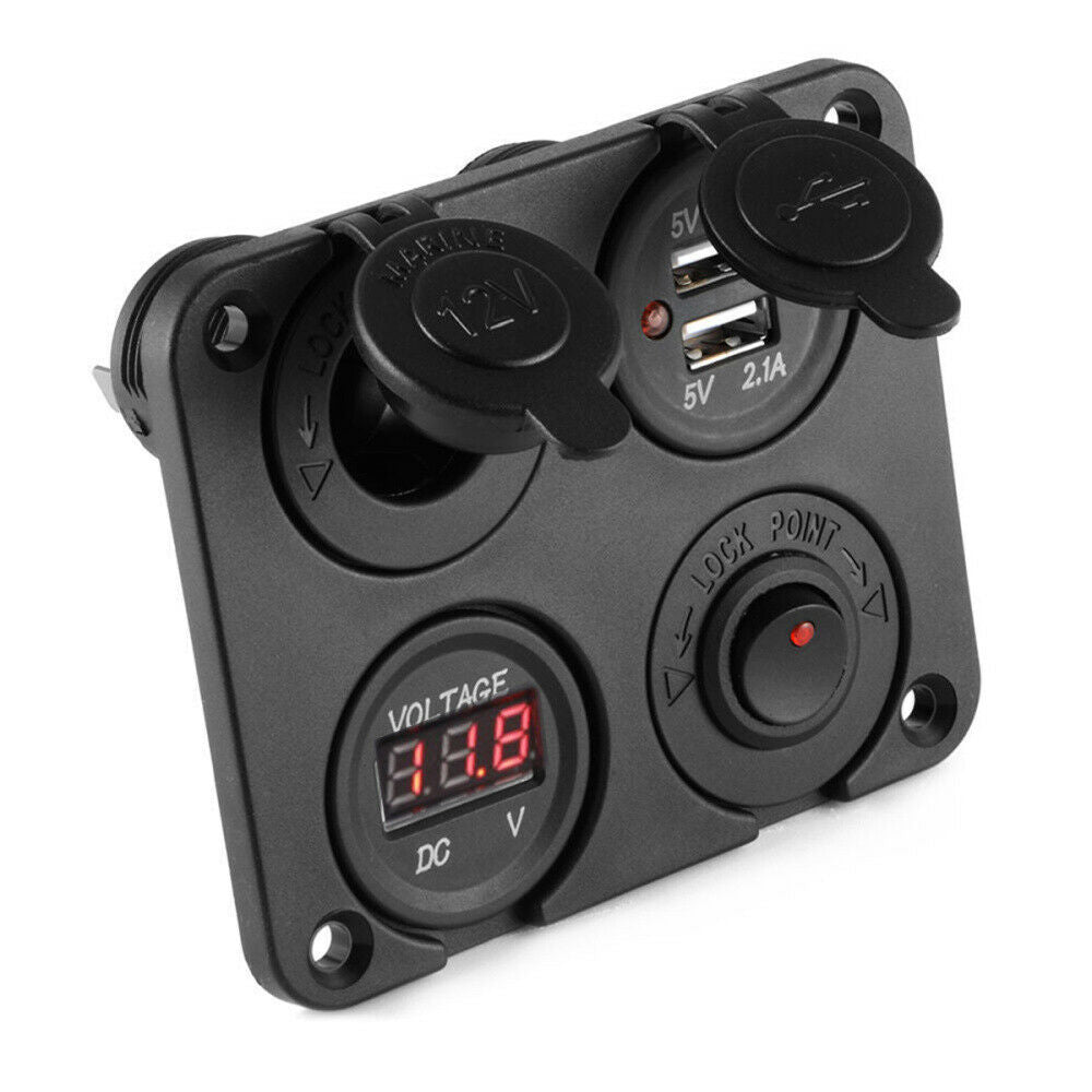 LED 24V 2.1A Car Cigarette Lighter Socket Dual USB Charger Adapter Voltmeter