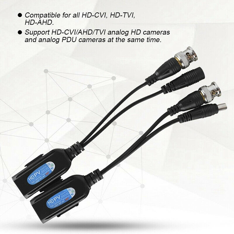 1 Pairs CCTV Coax BNC Video Power Balun Transceiver to CAT5e 6 RJ45 ConnectoBDA