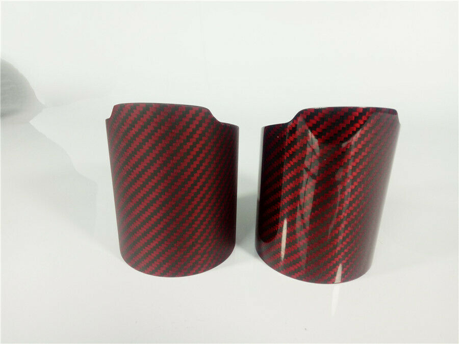 3" Matte Red Car SUV Carbon Fiber Exhaust Muffler Pipe Cover Tip Decoration Case