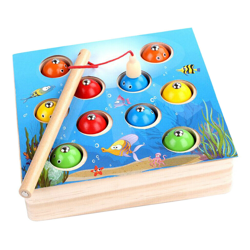 Magnetic Wooden Fishing Plays Children Silent Game Playset