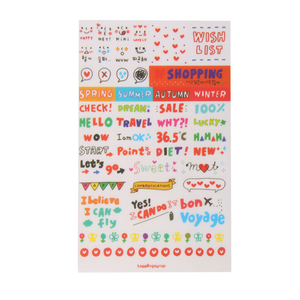 6 Sheets Cute Album Scrapbooking Calendar Diary Planner Card Stickers Decors