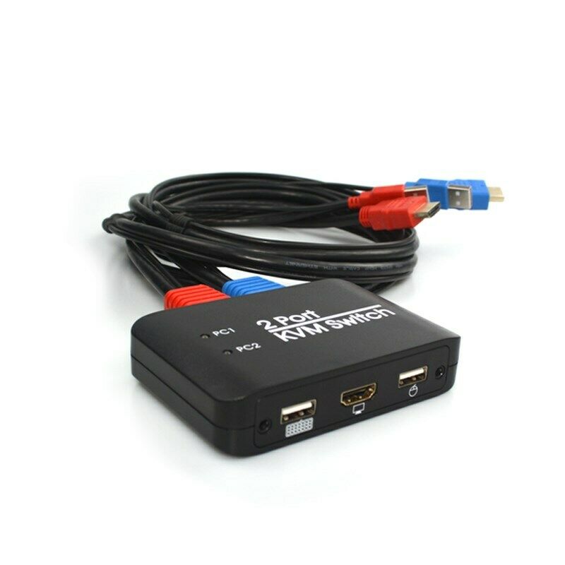 4K Video HDM KVM Switcher 2 Ports Splitter With Cable for Dual Mouse Keyboard CN