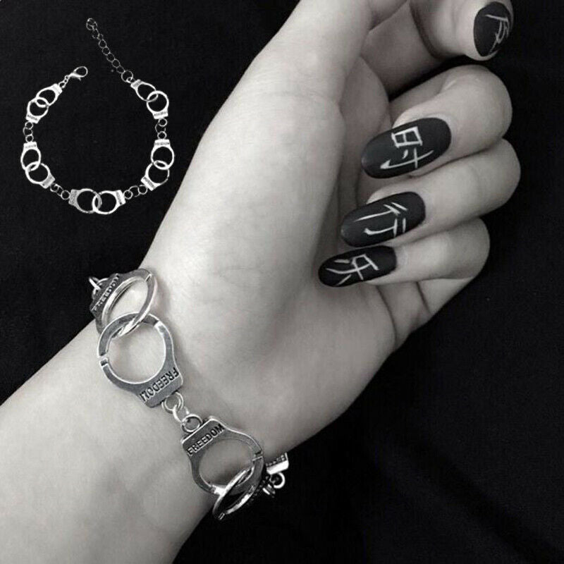 Fashion Punk Freedom Handcuffs Bracelet Lover Couple Chain Bangle Jewelry.l8