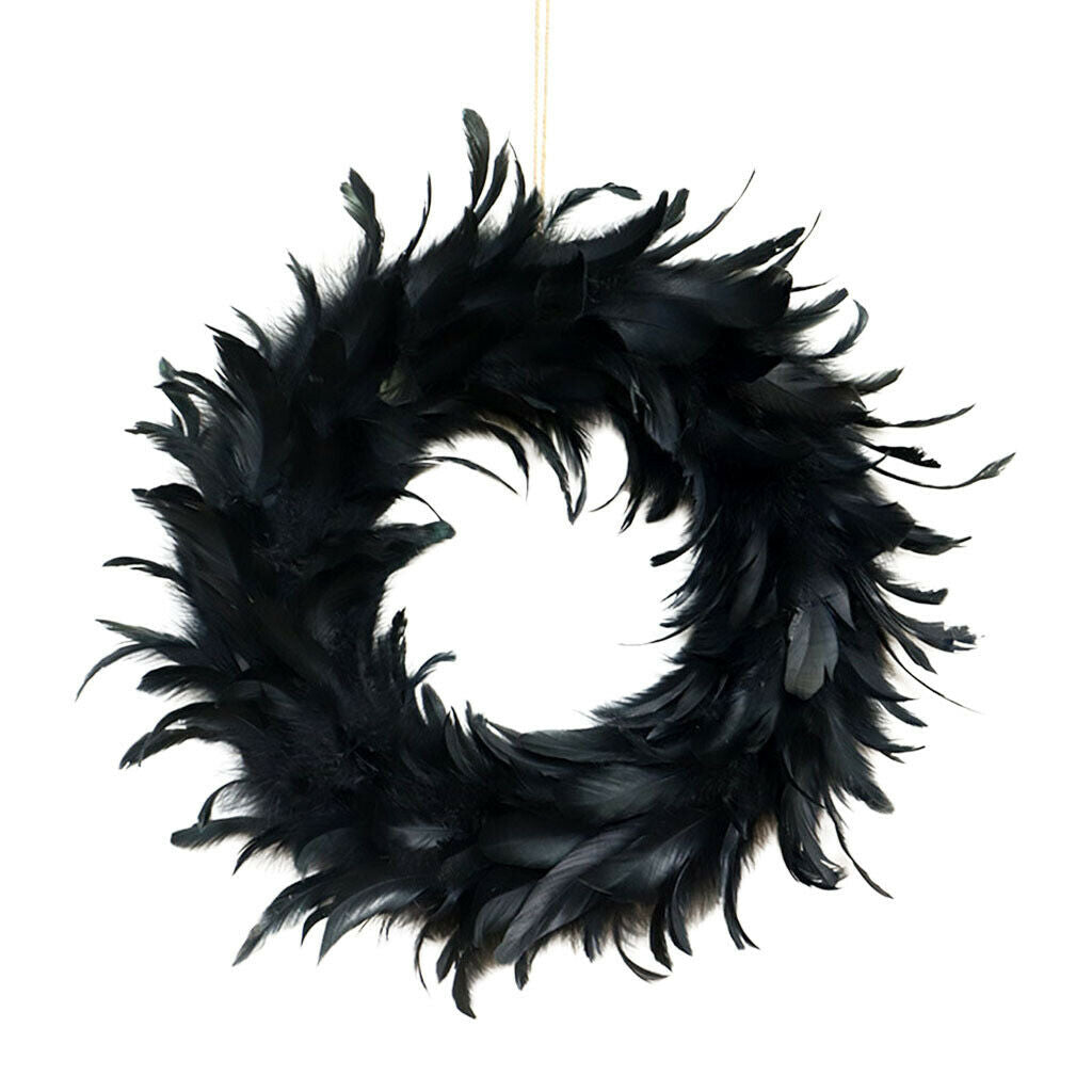 Feather Wreath Black Halloween Wreath Wall Window Ornament Photo Props