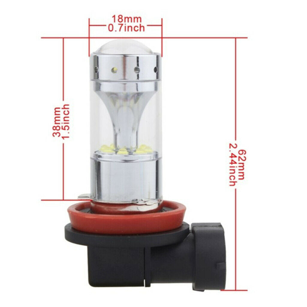 2 Pieces H11 H8 12SMD LED 60W 2000LM Car Fog Driving DRL Lights 6000K White