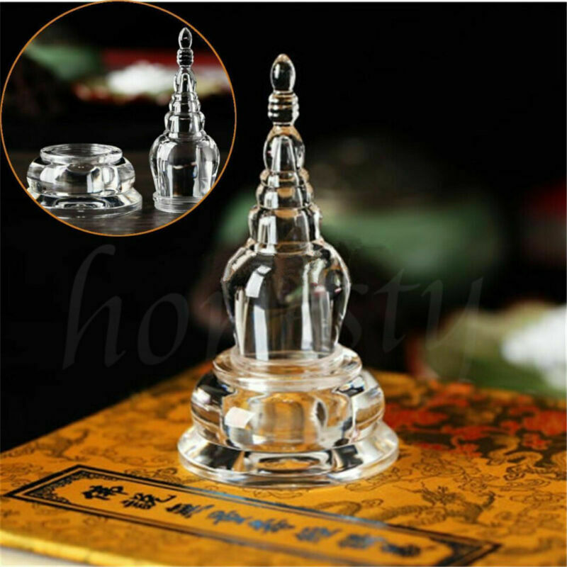 Acrylic Clear Buddha Tibet Tibetan Buddhist Mikky Crystal Stupa Tower Temple