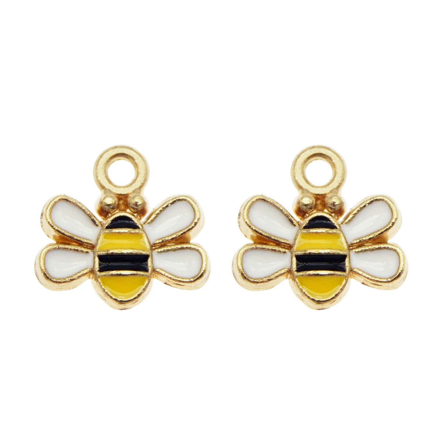 40PCS Enamel Colorful Honeybee Bees Insect 11x10mm Charms Pendant DIY Crafts