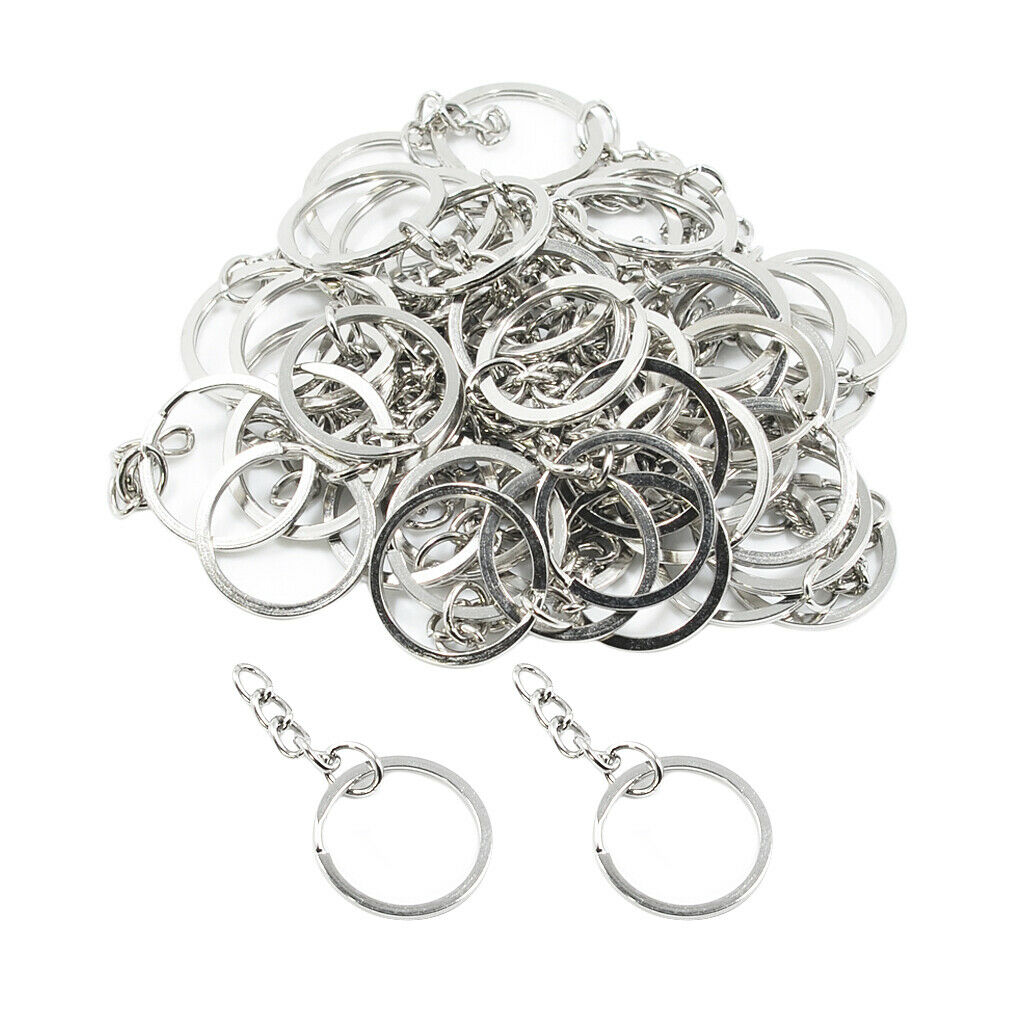 50Pcs Split Key Rings with Chain Bulk for DIY Accessories Arts Crafts 25mm/1"