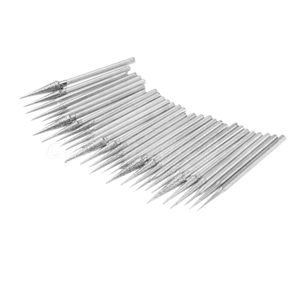 30Pc D Type Diamond Coated Rotary Drill Bit Burrs Grinding Polishing Rotary Tool