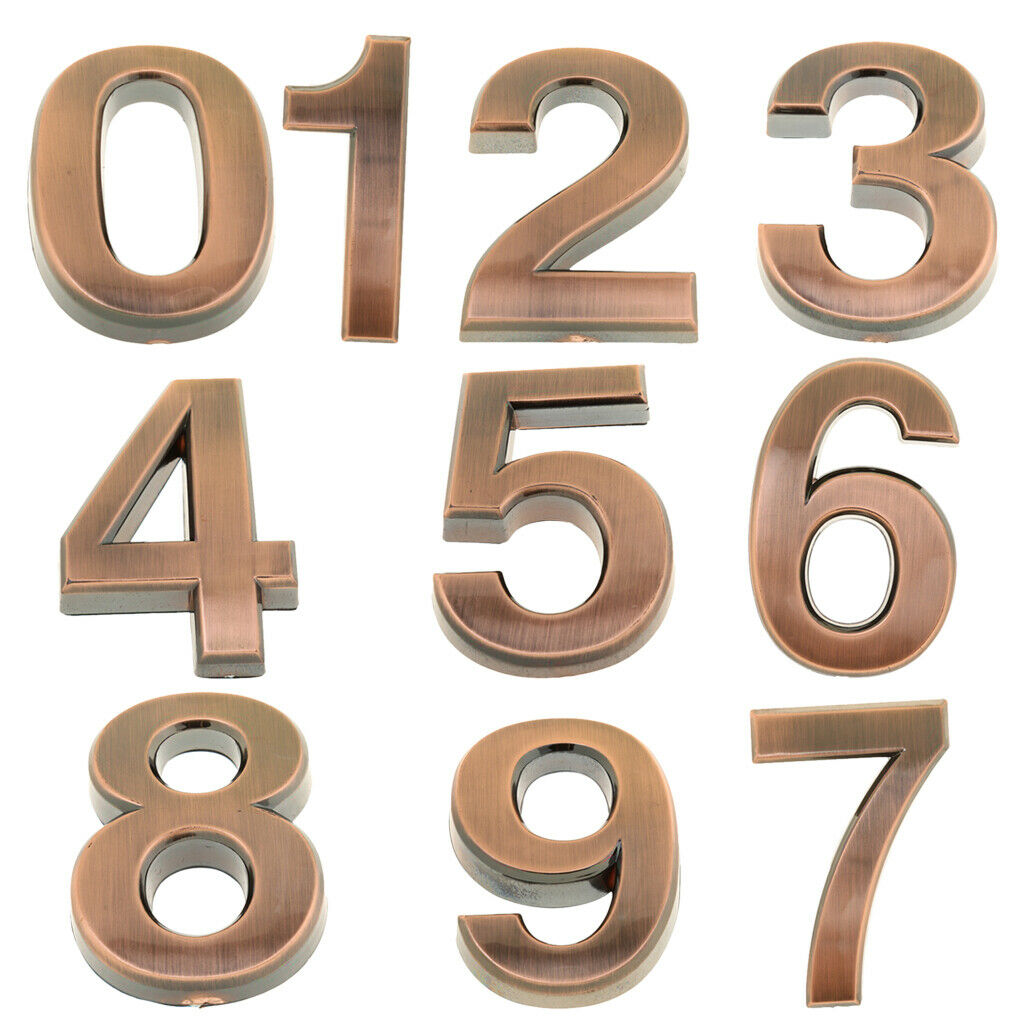 2pcs Copper Plastic House Hotel Door Number Self Adhesive Building Sign 2,5