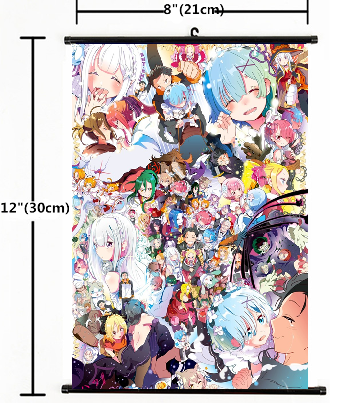 Anime Re: Zero kara Hajimeru Isekai Seikatsu Rem Ram Poster Wall Scroll 1442