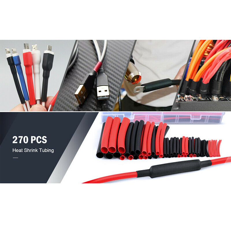 270PCS 3:1 Waterproof Dual Wall Adhesive Heat Shrink Wire Heatshrink Tubing  Re
