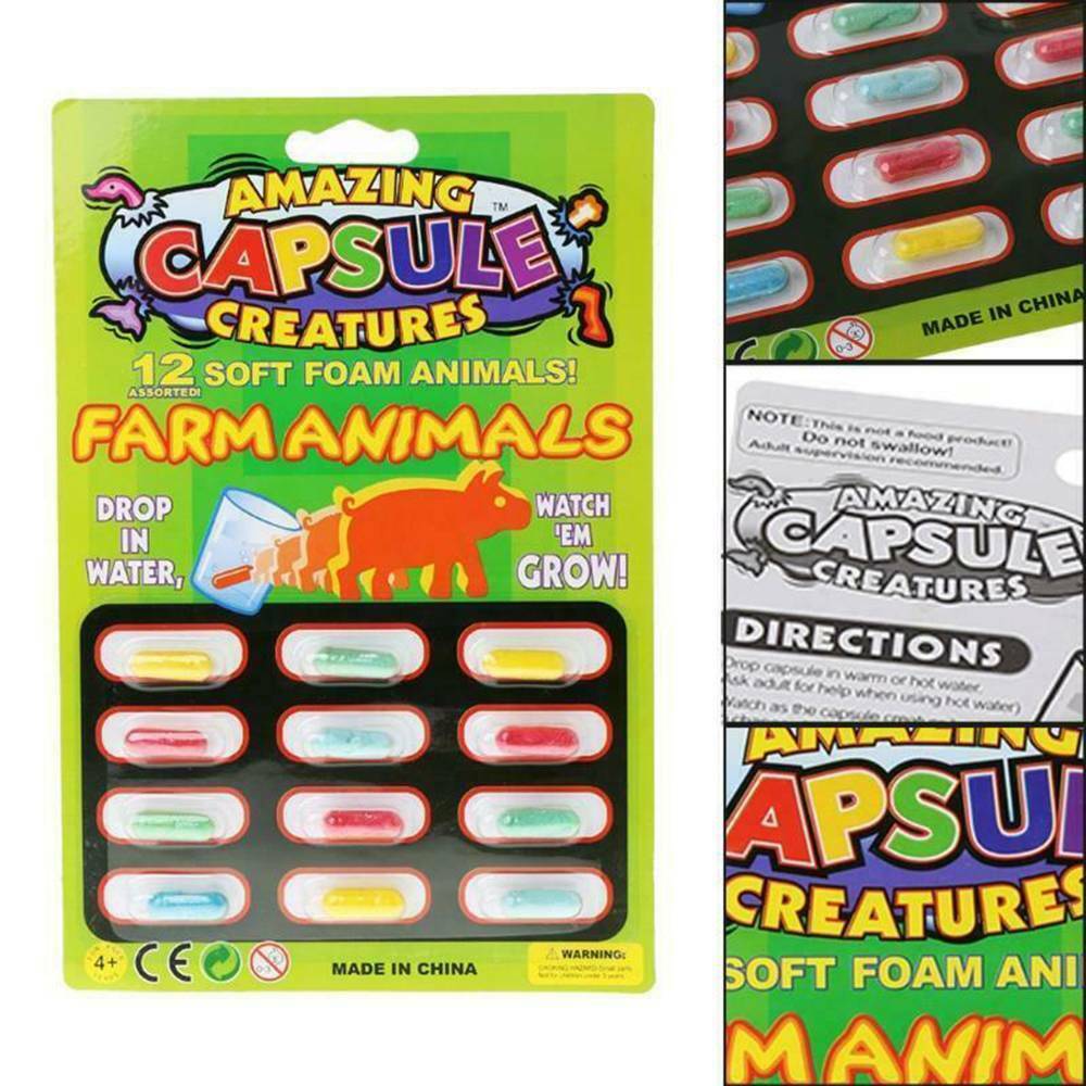24Pcs Cartoon Magic Grow Growing Capsules Expanding Sponge Foam Capsule Toys