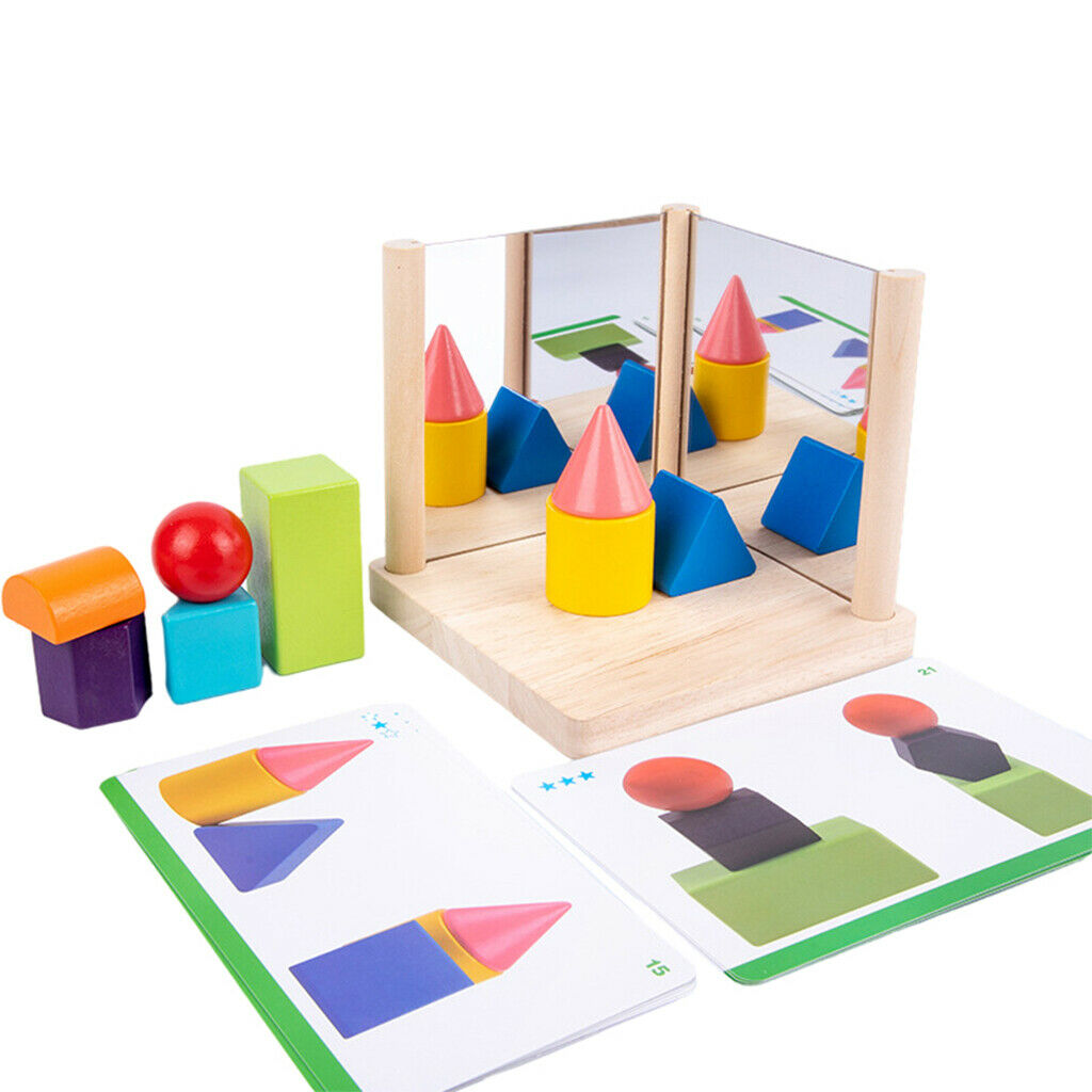 Colorful Stacking Blocks Mirror Imaging Toys Set Spatial Imagination Observation