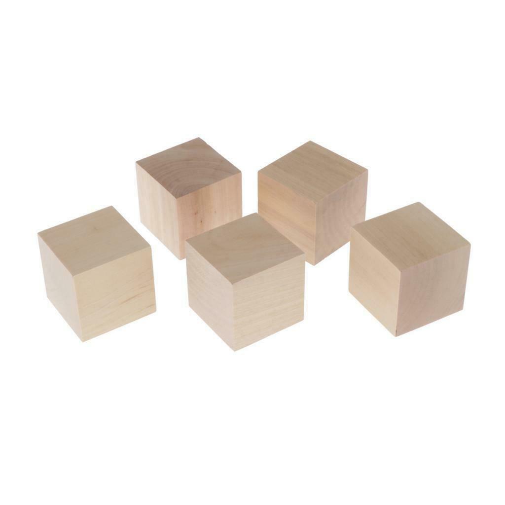 5Pcs 6 Sided Dice Wood Blank Dices   Handicrafts and DIY for Art Carved