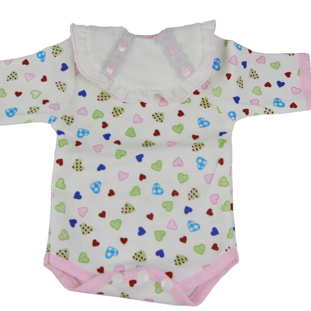 Hearts Printed Romper Hat Socks Set For 16''-17'' Reborn Baby Girl
