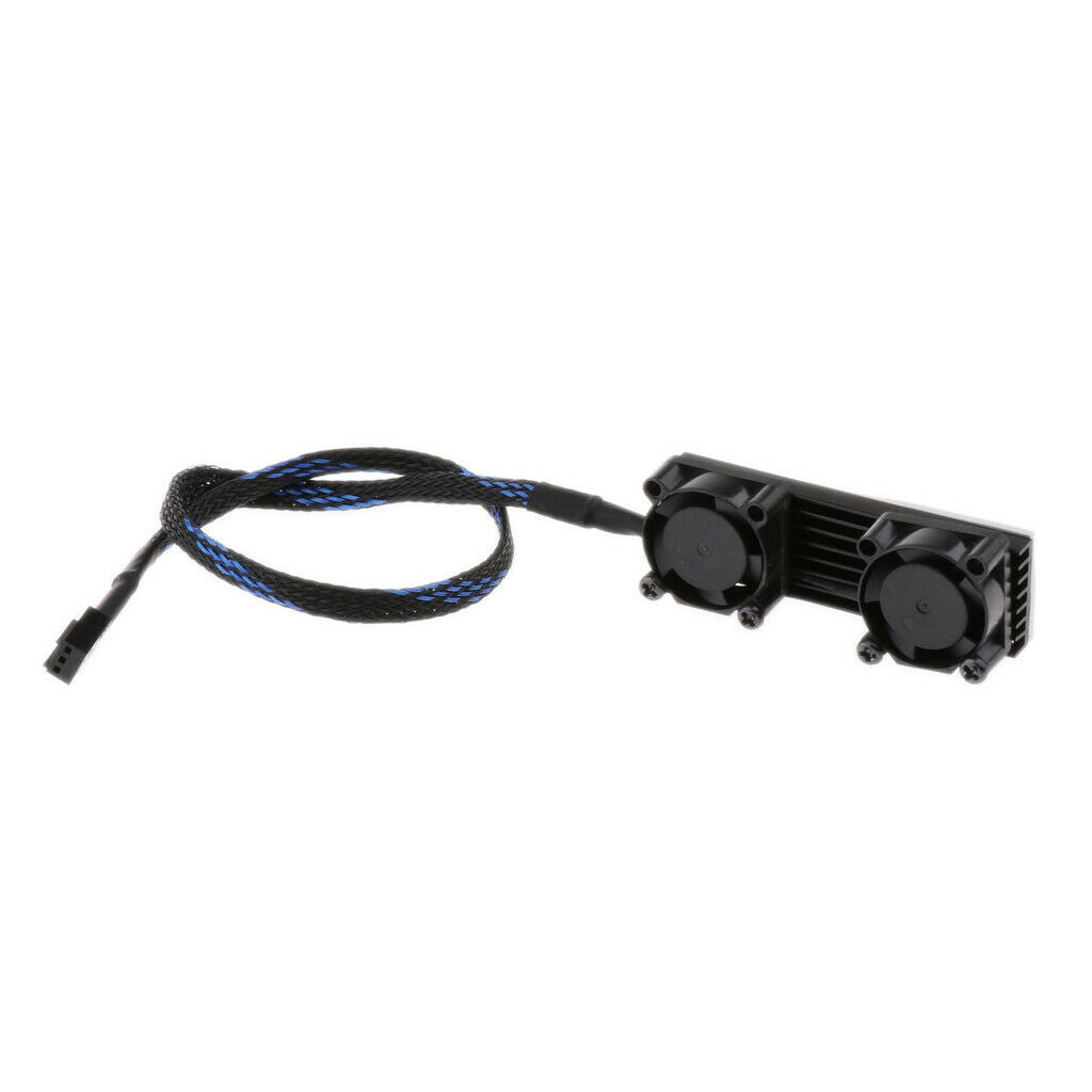 M.2 NVMe 2280   SSD Heatsink Cooler Radiator Fin + Dual Cooling Fan Black