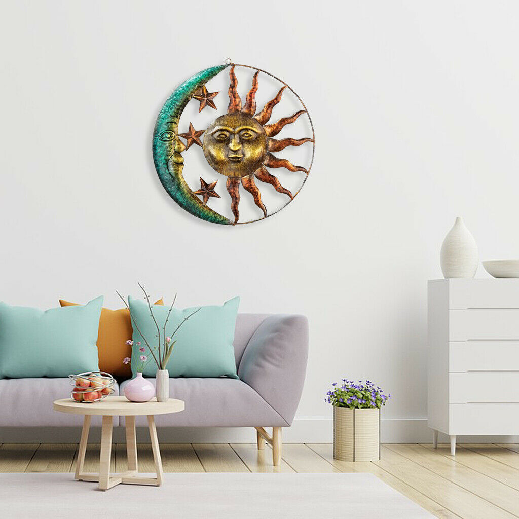 Metal Sun and Moon Ornaments Mobile Hanging Outdoor Garden Home Decoration