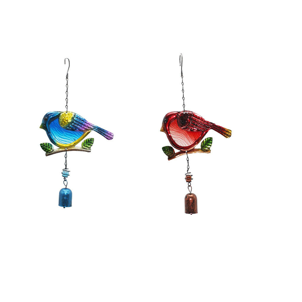 2Pcs Metal Bird Shape Outdoor Wind Chimes, Musical Wind Bell for Garden Patio