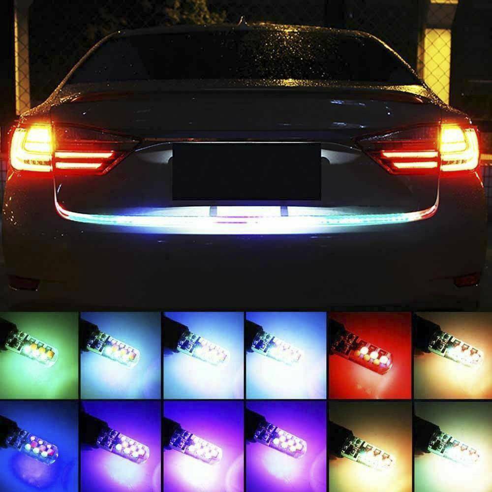 2* T10 5050 W5W 6 SMD Remote Control RGB LED Car Dome Reading Light Lamp Bulb.