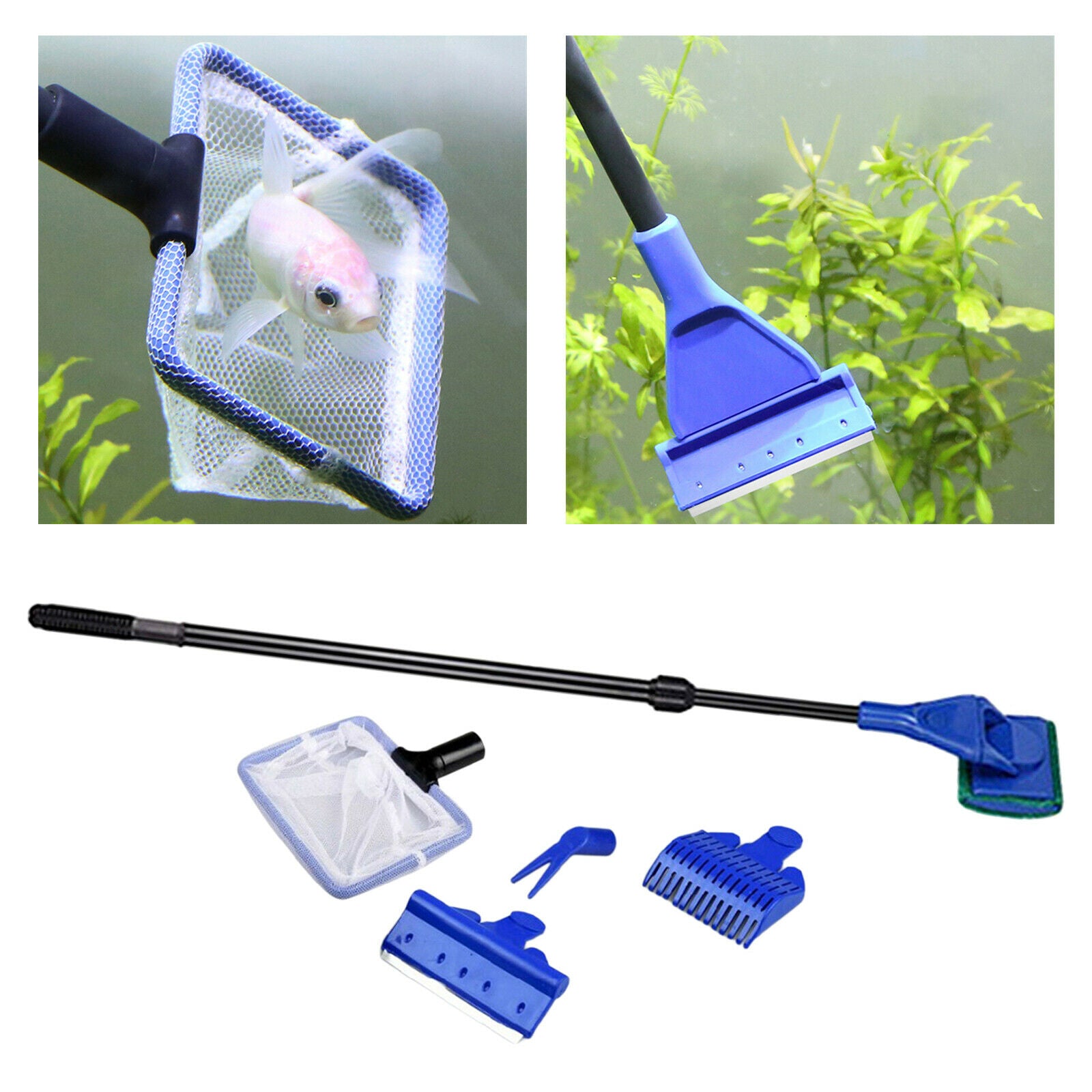 5 in 1 Aquarium Clean Tool Gravel Rake Plant Fork Sponge Brush Cleaner Set