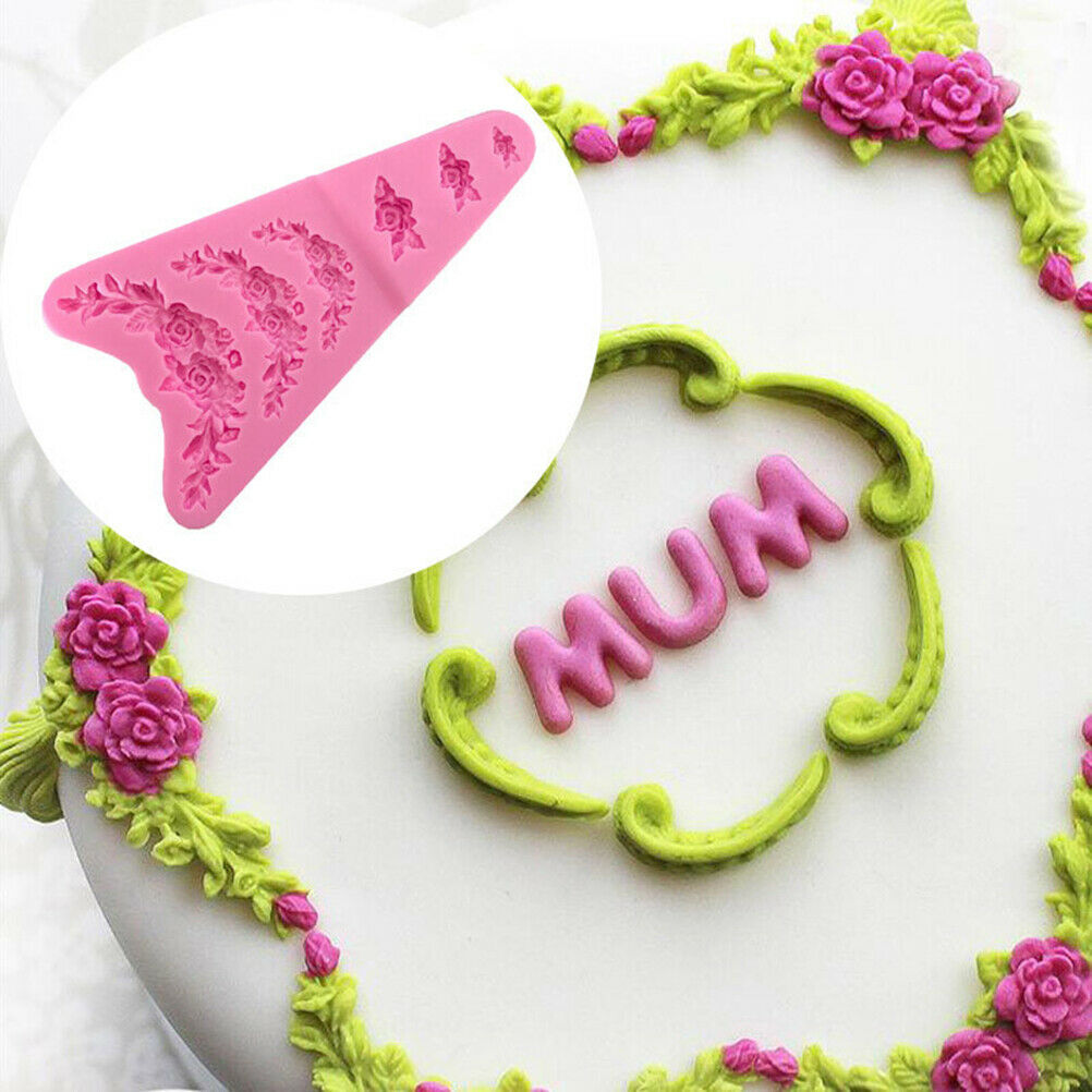 Rose Flower Garland Silicone Mold Cake Border Jewelry Wedding Decorating .l8
