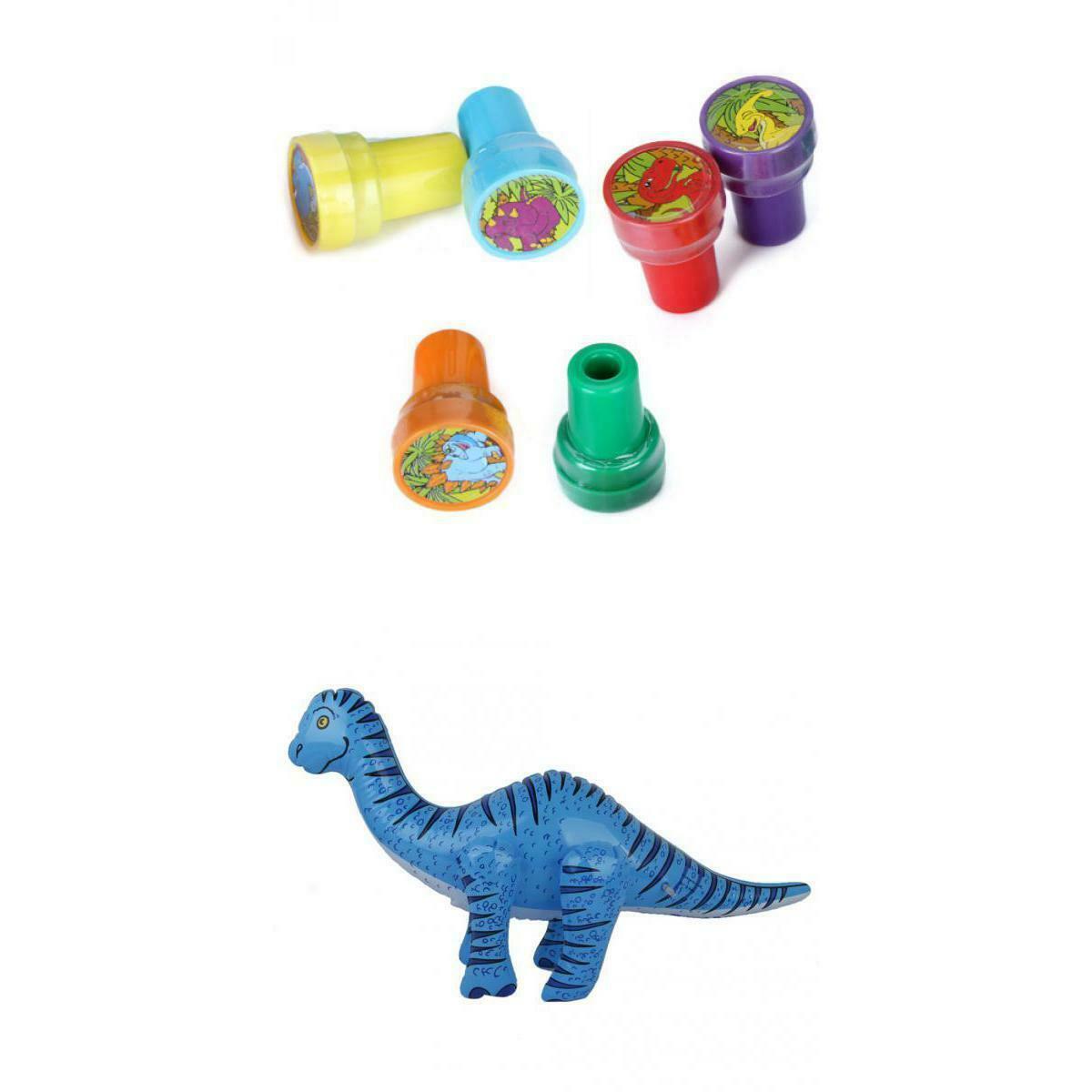 Inflatable Brachiosaurus + 6 Mixed Dinosaurs Ink Stamper Stamps Kid Party Favors