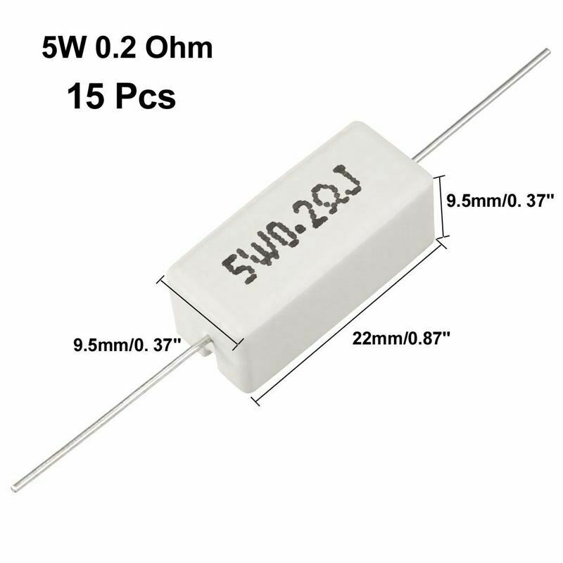 Map 5W 0.2 Ohm Power Resistor Ceramic Cement Resistor Axial Lead 15 Pcs White G4