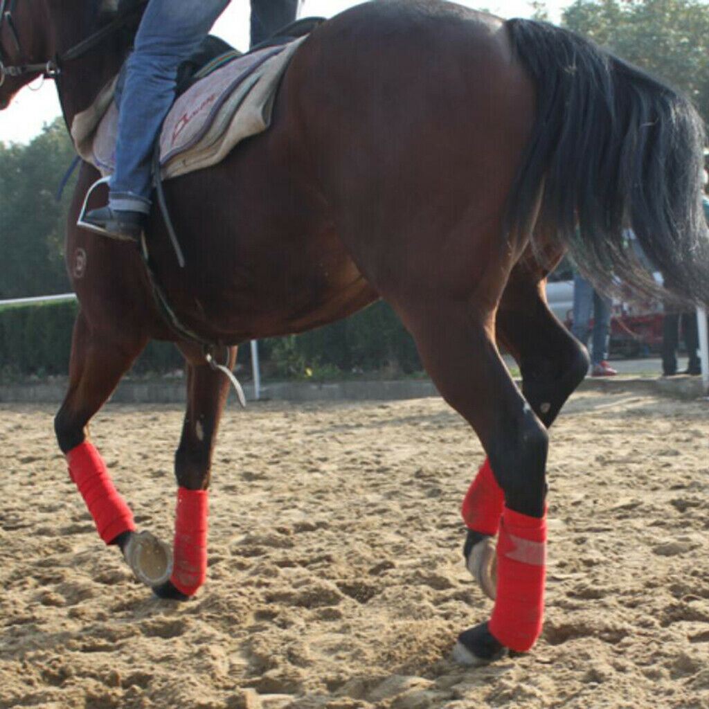 4pcs Soft Fleece Equestrian Leg Wraps Bandage for Horse Riding Racing Black