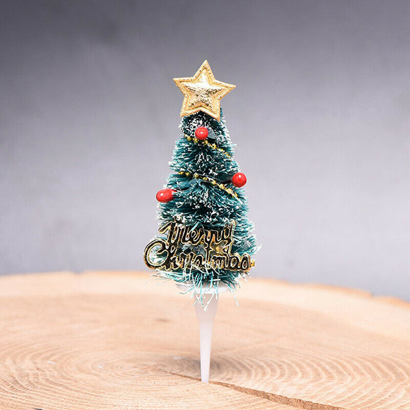 5pcs Merry Christmas Cake Toppers Xmas Tree Cupcake Picks Kids Birthday D.l8