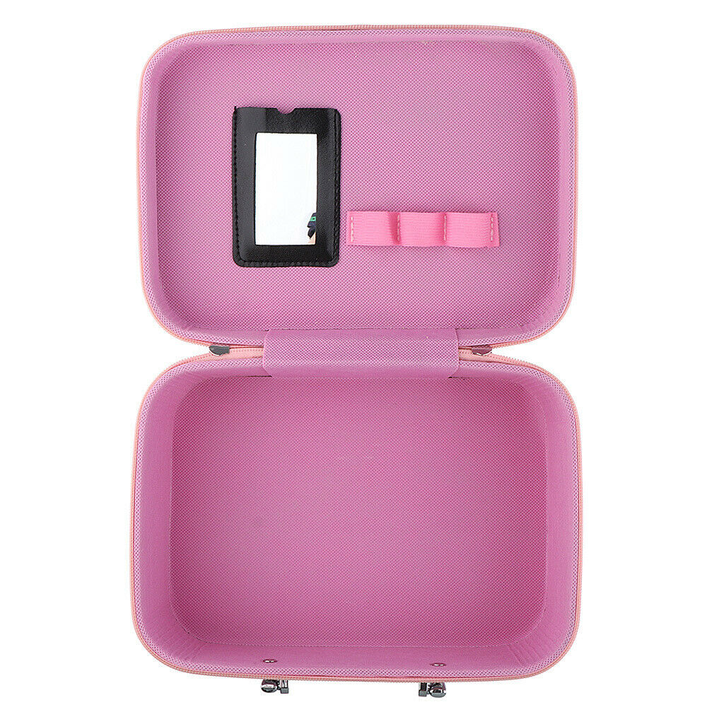 Handheld Leather Makeup Train Case Cosmetic Organizer Bag With Mirror Zipper