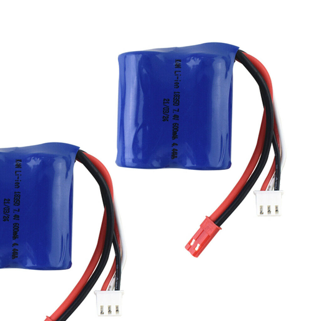 2Pcs 7.4V 600MAH Lithium Polymer Battery for EB02 RC Boat Yacht /Car Accs