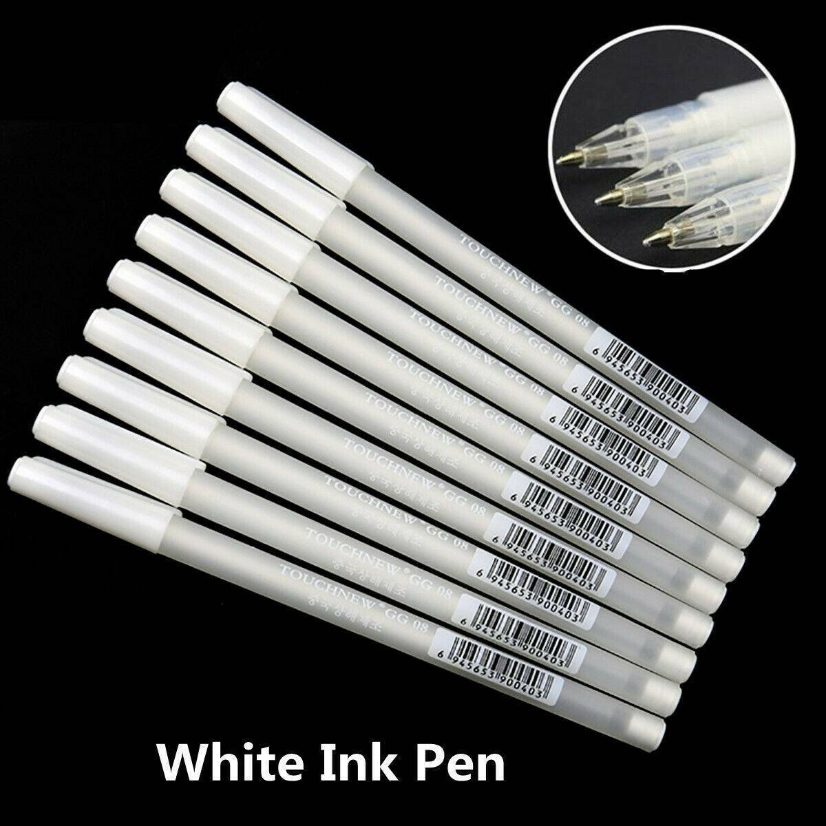 3X White Gel Ink Marker Pen Drawing Art Fine Tip Sketching Painting Tools 0.8MM