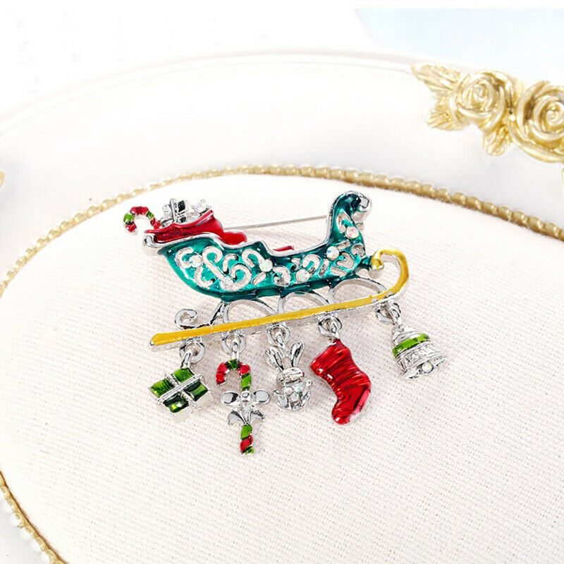Creative Enamel Christmas Gift Car Brooches Colorful Crutch Socks Tassel PenBDA
