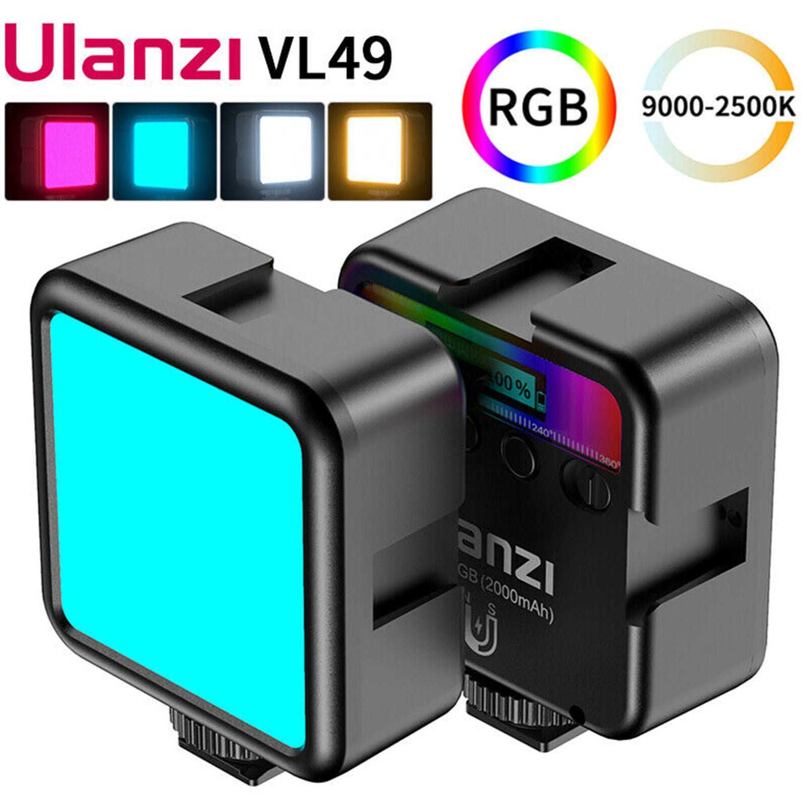 Mini Dimmable RGB 2500K-9000K LED Video Fill Light Photography Lamp