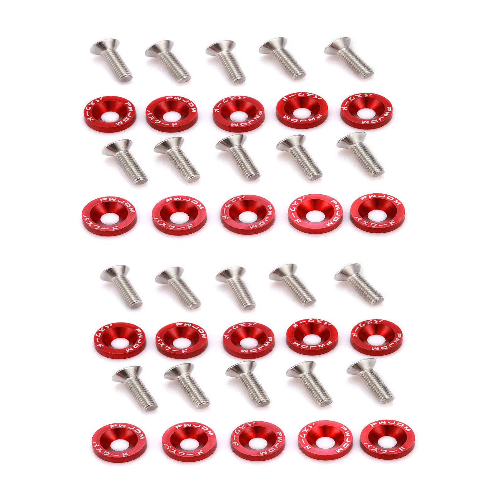 20pcs Red Billet Aluminum Fender/Bumper Washer/Bolt Engine Bay Dress Up Kit USA