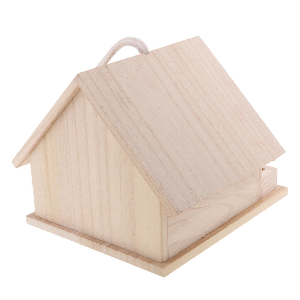 Wooden Wood Hanging Free Standing Bird House Nesting Box Feeder 20x 23x 18cm