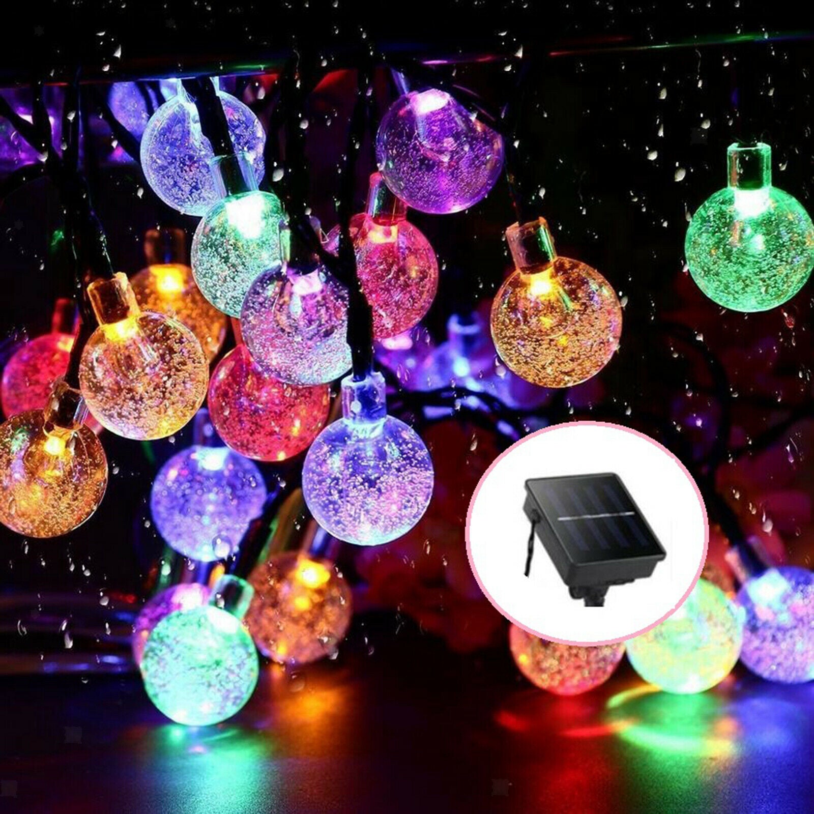Colorful Ball Light Solar Powered Waterproof for Patio Porch Christmas Gift