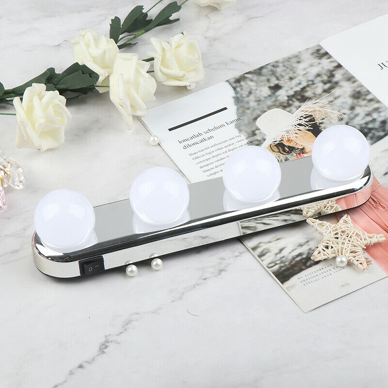 LED Vanity Mirror Lights Make Up Light 4 LED Bulbs Portable Cosmetic MirrorBDAU