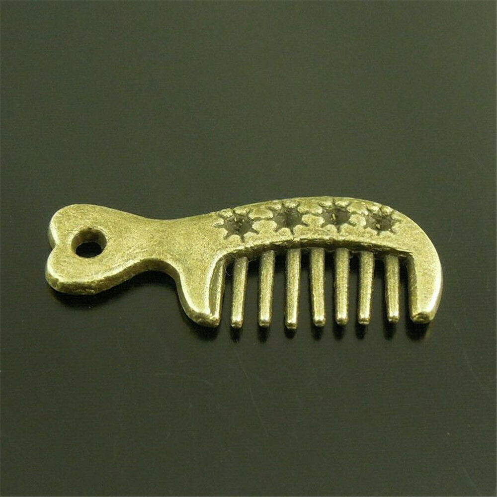 30 pcs Antiqued Bronze Comb Metal Alloy Charm Pendant Jewelry Findings 26*10*2mm