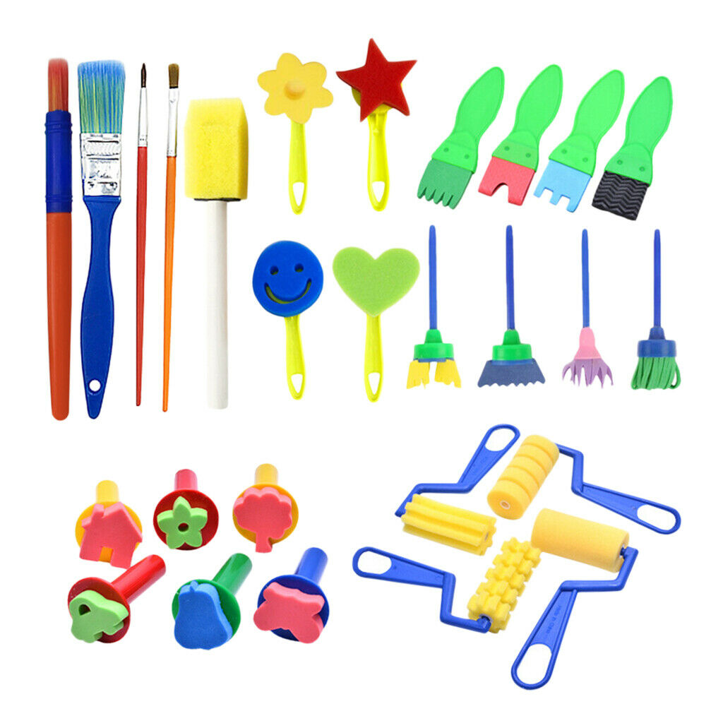 27pcs Art Creation Tools Family Time Props Painting Sponge Brushes Durable Art
